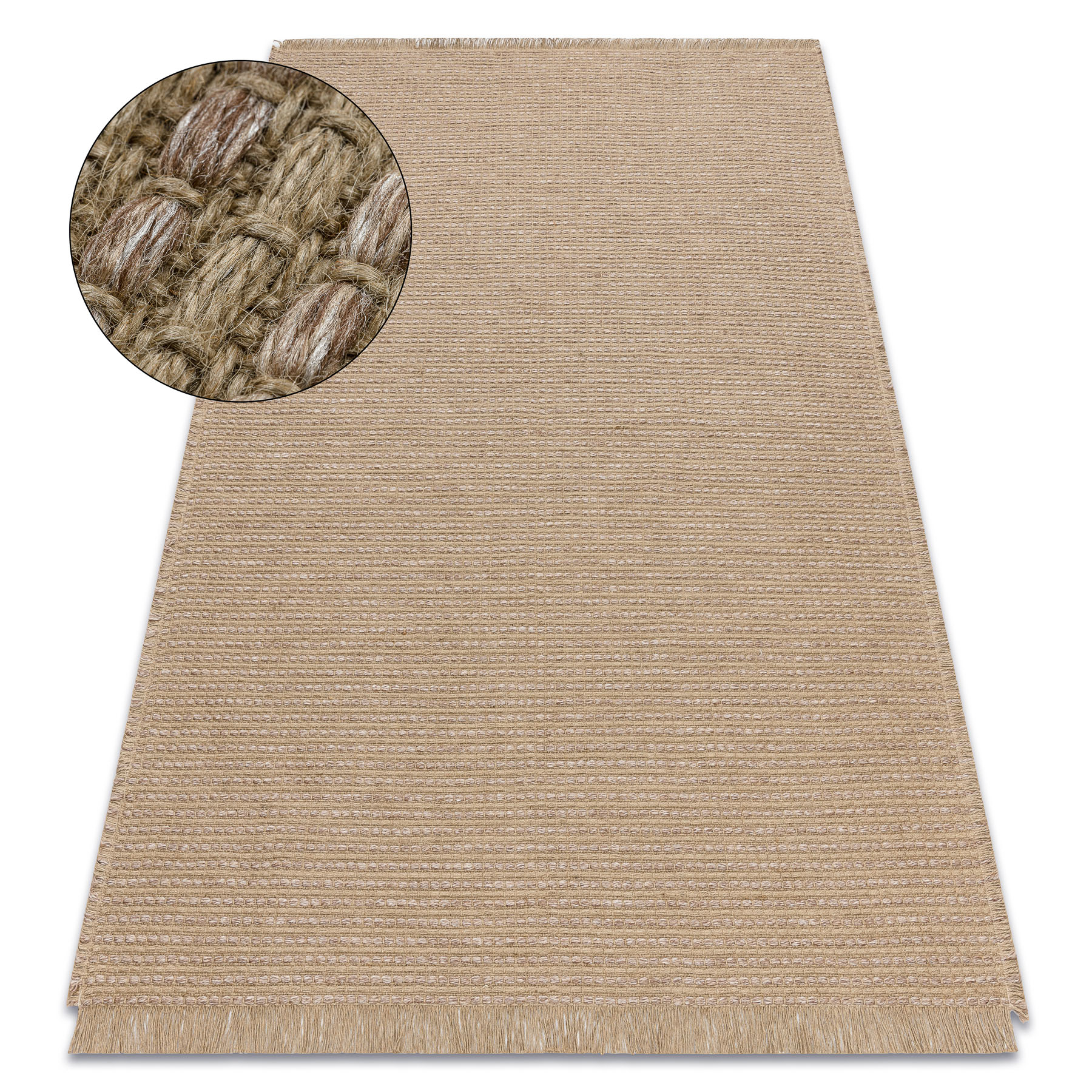 Dywan JUTE 3652 ciemny beż jednolity - jutowy, płaskotkany, frędzle beżowy 60x100 cm