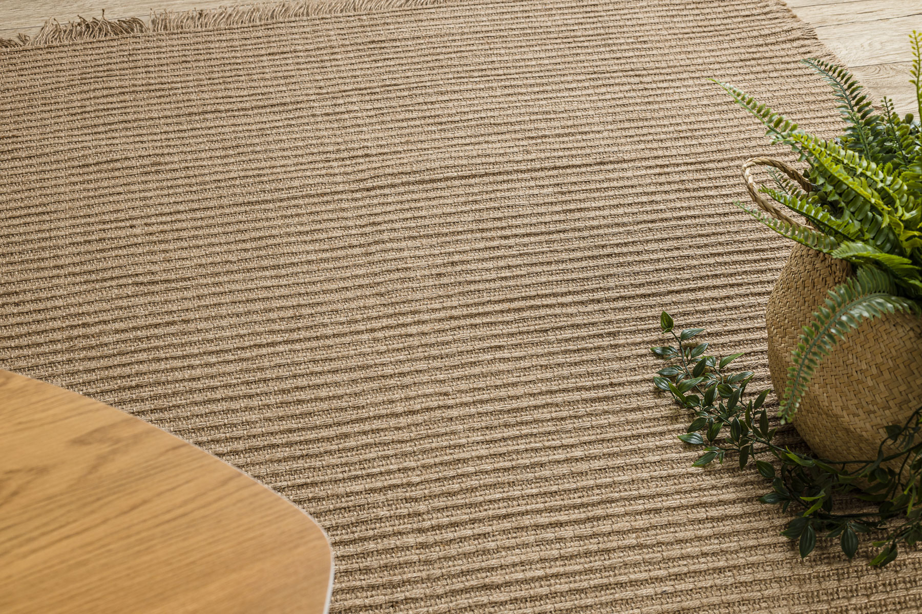 Dywan JUTE 3651 ciemny beż jednolity - jutowy, płaskotkany, frędzle beżowy 160x220 cm