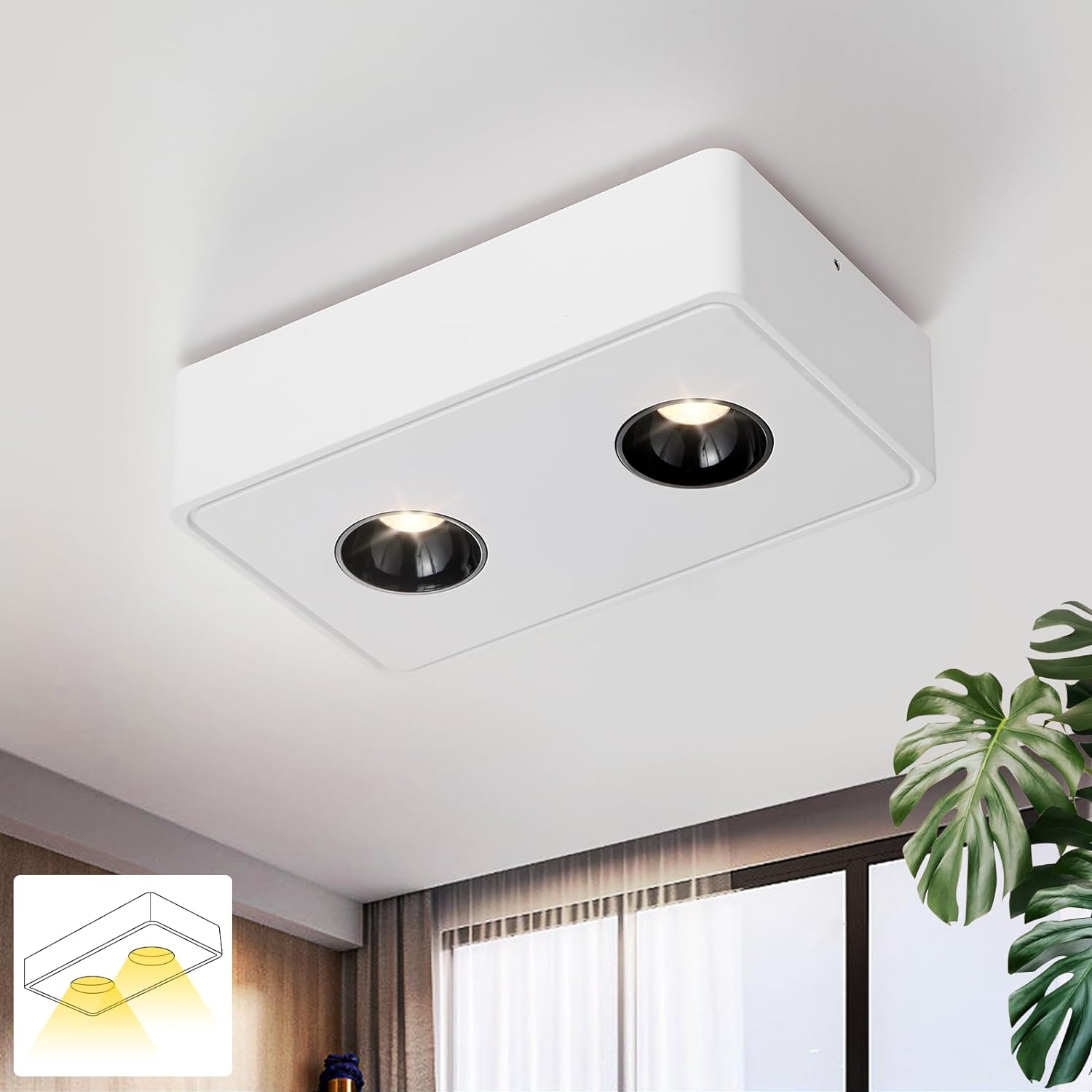 ZMH LED lampa sufitowa biały reflektor sufitowy natynkowy z 2 płomieniami reflektor sufitowy ciepły biały reflektor kątowy 11W do kuchni salonu jadalni korytarza przedpokoju