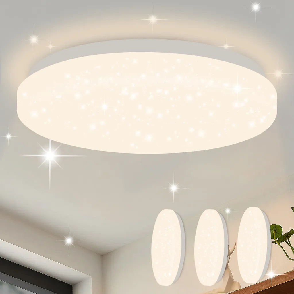 ZMH Led lampa sufitowa 3szt gwiaździste niebo lampa sufitowa nowoczesna mała okrągła 15W 3000K 21cm ciepła biel do sypialni schody kuchnia salon biuro korytarz