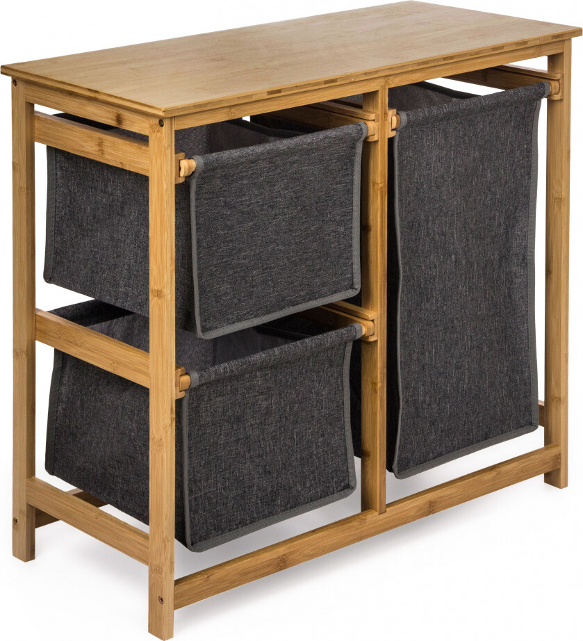 Kosz na pranie G21 38 l z pojemnikami do przechowywania, bambusowy