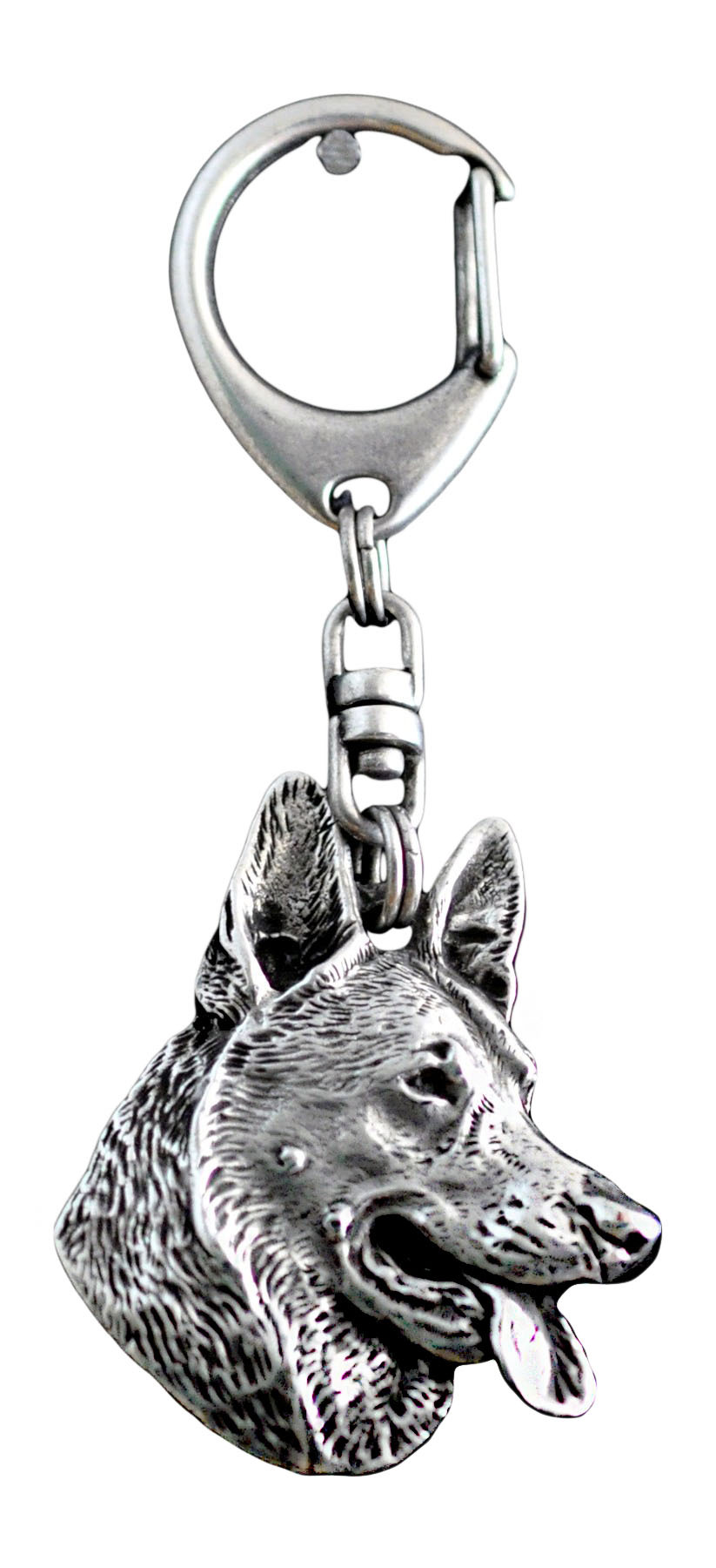 Owczarek niemiecki, Alsatian - posrebrzany brelok do kluczy z psem, ozdoba torebki, zawieszka do plecaka marki Art-Dog