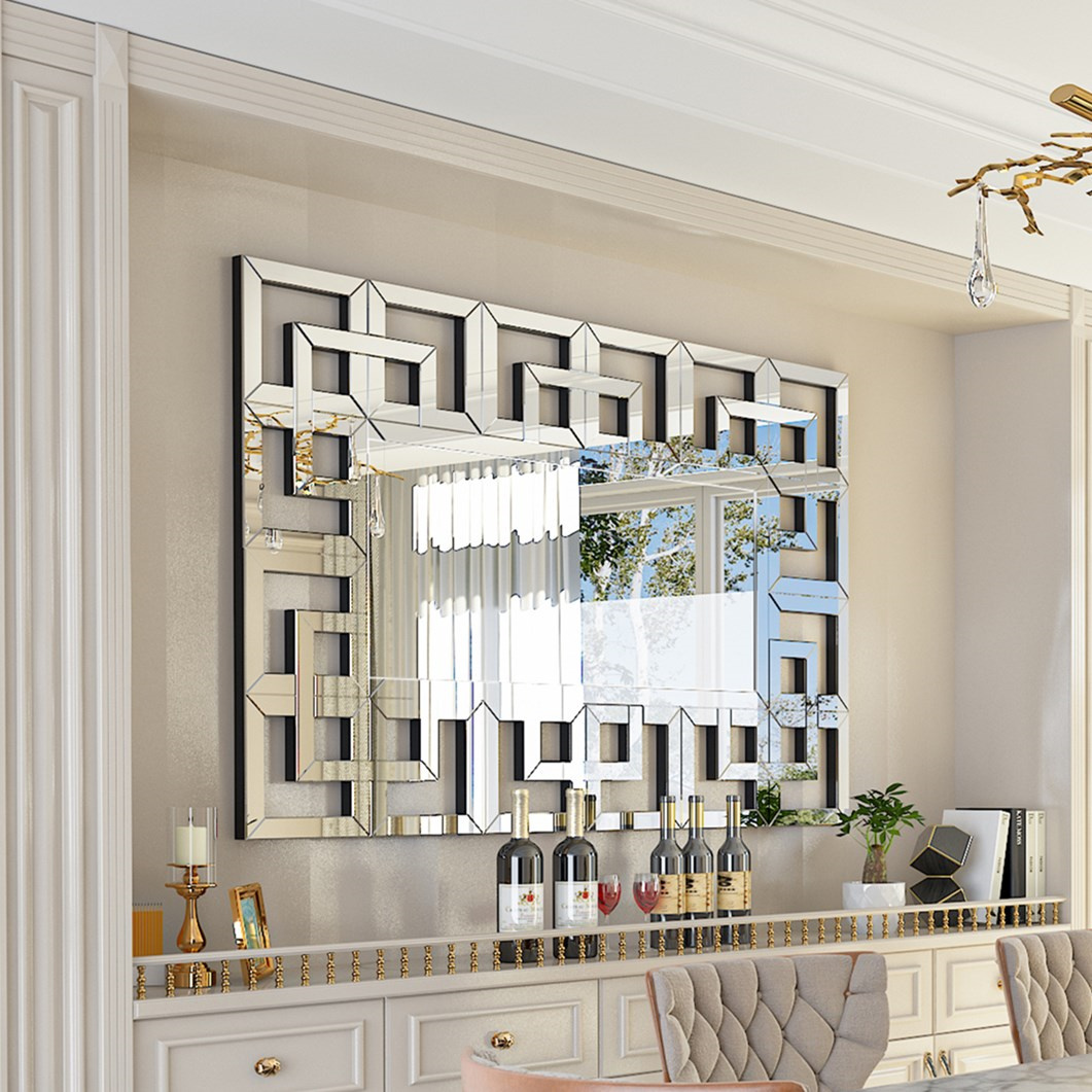 Lustro WISFOR ARTLOGE, lustro ścienne łazienkowe nowoczesne, luksusowe lustro dekoracyjne do przedpokoju, 100×70×1,9cm