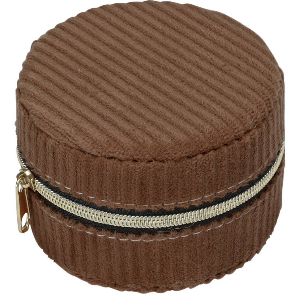 Mała szkatułka na biżuterię, sztruks, Ø 8 cm