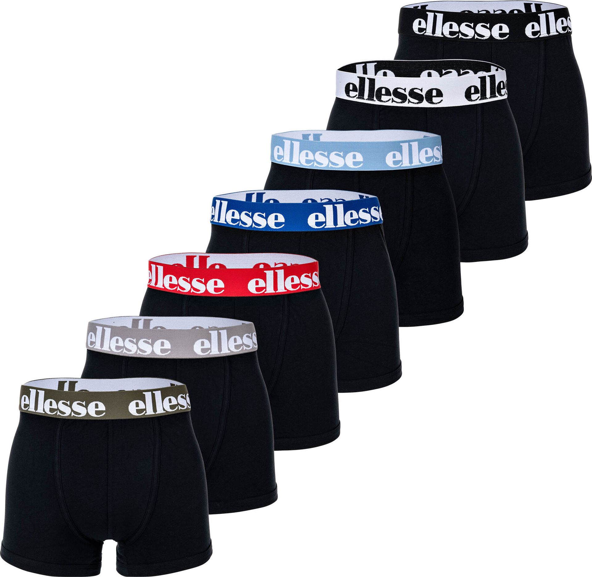 ellesse Bokserki męskie, opakowanie 7 sztuk - Yema Bokserki 7 sztuk, logo, bawełna stretch czarny/niebieski/czerwony/szary 3XL