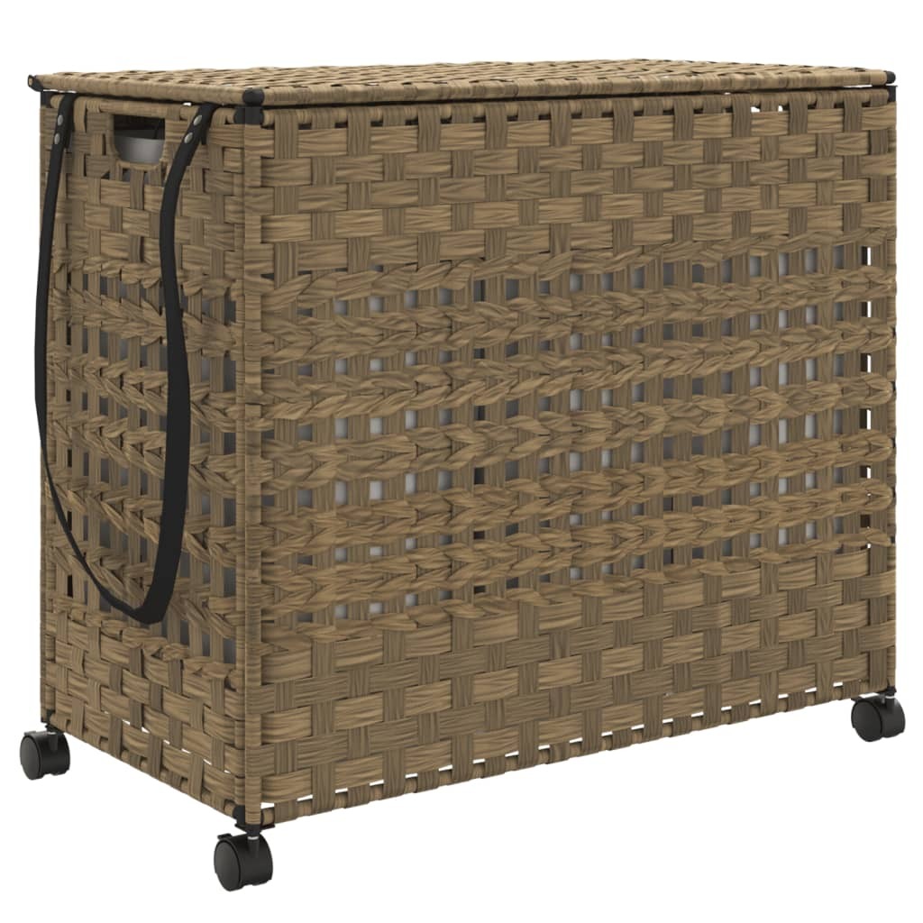 vidaXL Kosz na pranie z kółkami 66x35x60 cm rattan