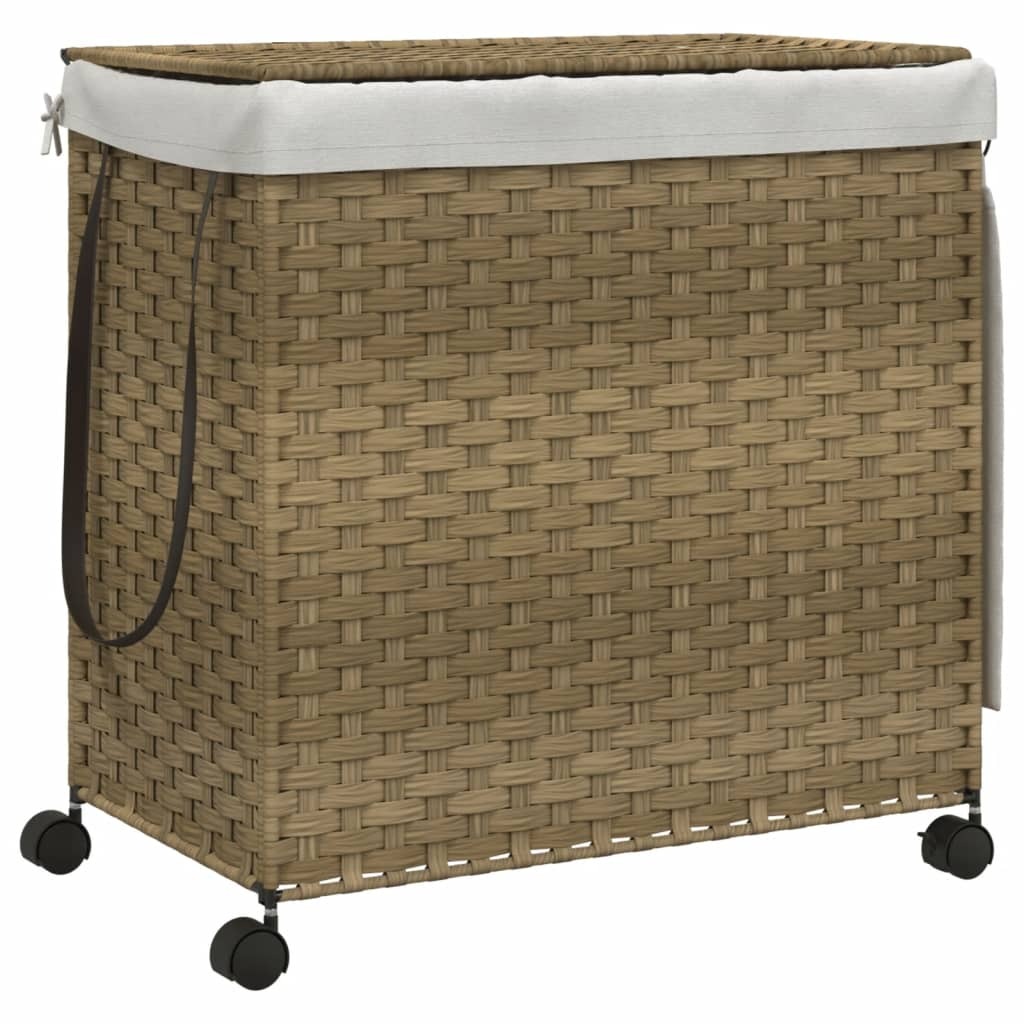vidaXL Kosz na pranie na kółkach 60x35x60,5 cm rattanowy