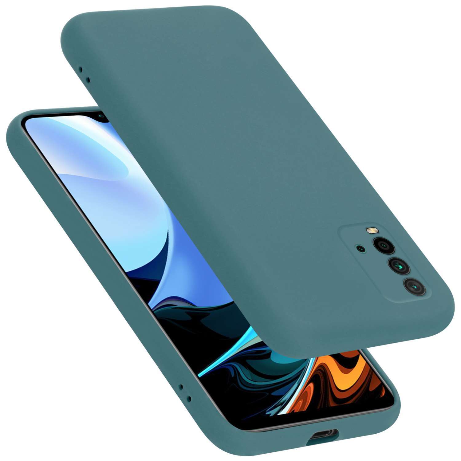 Etui Cadorabo do Xiaomi RedMi 9T w kolorze LIQUID GREEN wykonane z elastycznego silikonu TPU z tyłu etui na telefon komórkowy