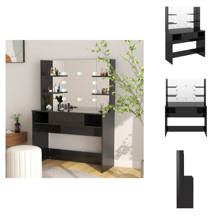 vidaXL Toaletka z oświetleniem LED 100x40x135 cm MDF - Toaletki