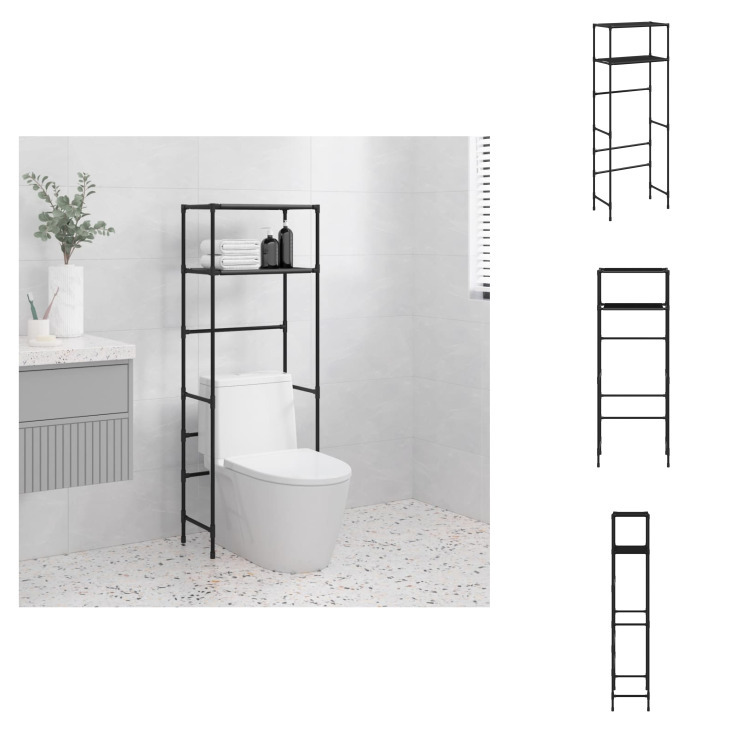 vidaXL Półka toaletowa 2 półki czarna 53,5x28x143 cm żelazko - wieszak na ręczniki