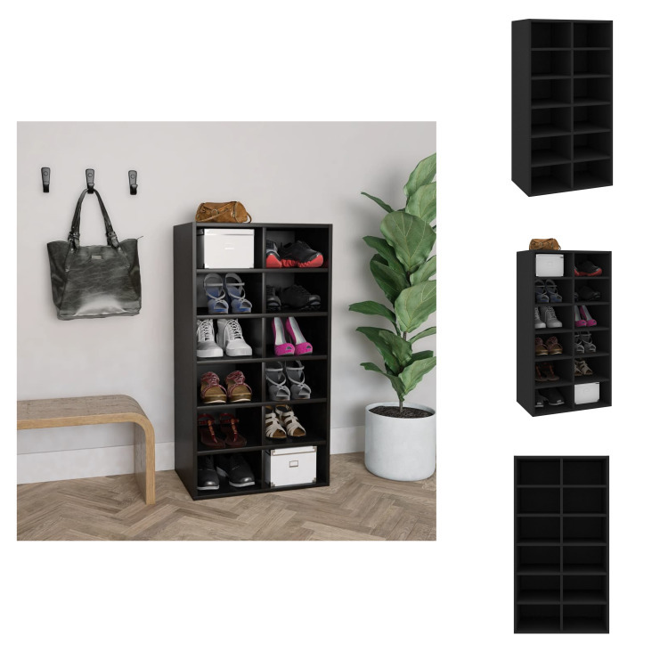 vidaXL Stojak na buty czarny 54x34x100,5 cm materiał drewnopochodny - Stojaki i szafki na buty