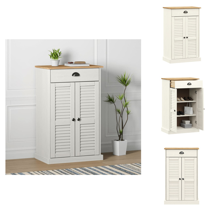 vidaXL Szafka na buty VIGO biała 60x35x96 cm lite drewno sosnowe - Stojaki i szafki na buty
