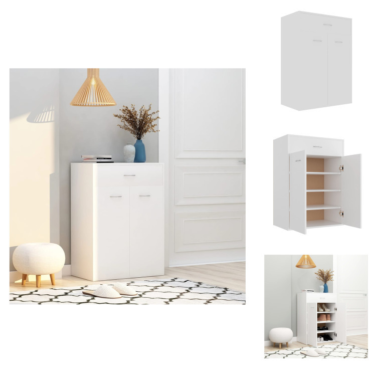 vidaXL Szafka na buty biała 60×35×84 cm materiał drewnopochodny - Stojaki i szafki na buty