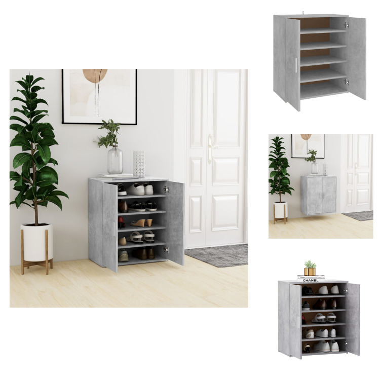 vidaXL Szafka na buty betonowa szara 60x35x70 cm materiał drewnopochodny - Półki i szafki na buty
