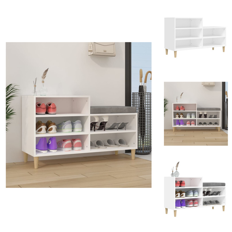 vidaXL Stojak na buty biały 102x36x60 cm materiał drewnopochodny - Stojaki i szafki na buty
