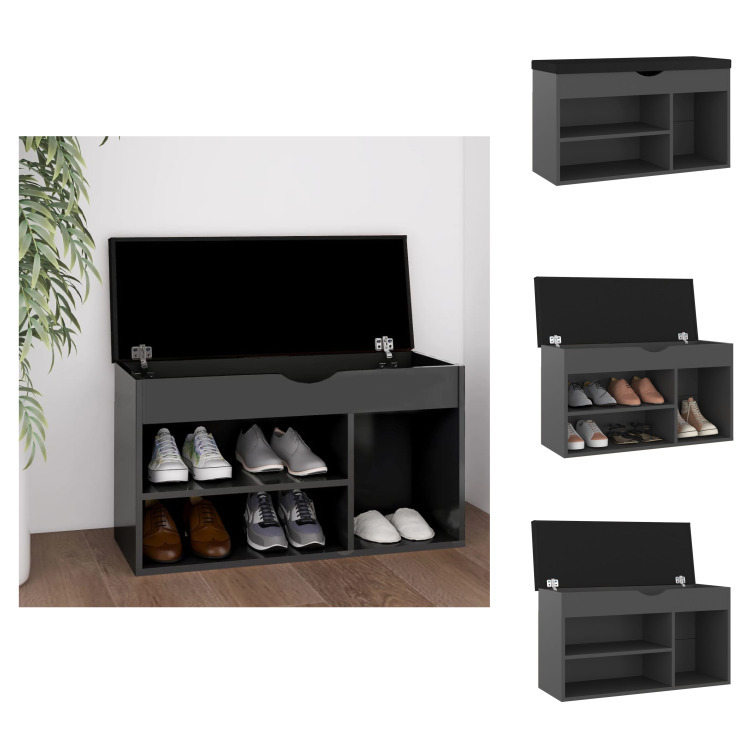 vidaXL Ławka na buty z poduszką szara 80x30x47 cm Materiał drewnopochodny - Stojaki i szafki na buty