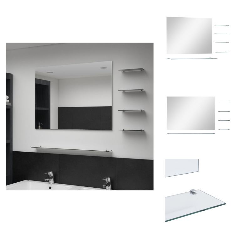 vidaXL Lustro ścienne z 5 półkami srebrne 80×60 cm - Lustro