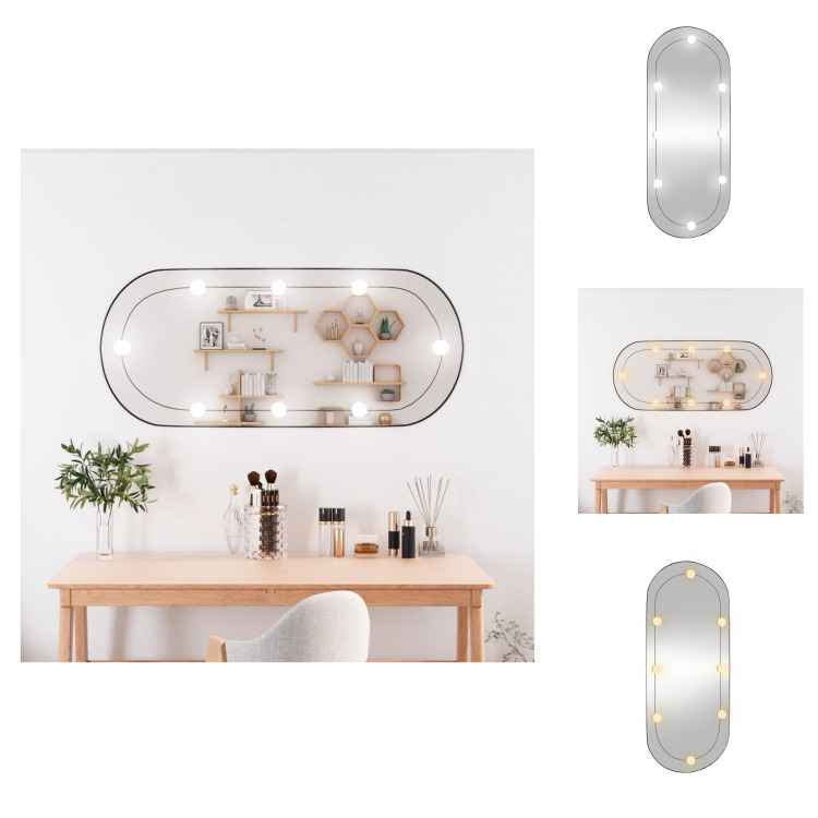 vidaXL Lustro ścienne z oświetleniem LED 40x90 cm szklane owalne - Lustro