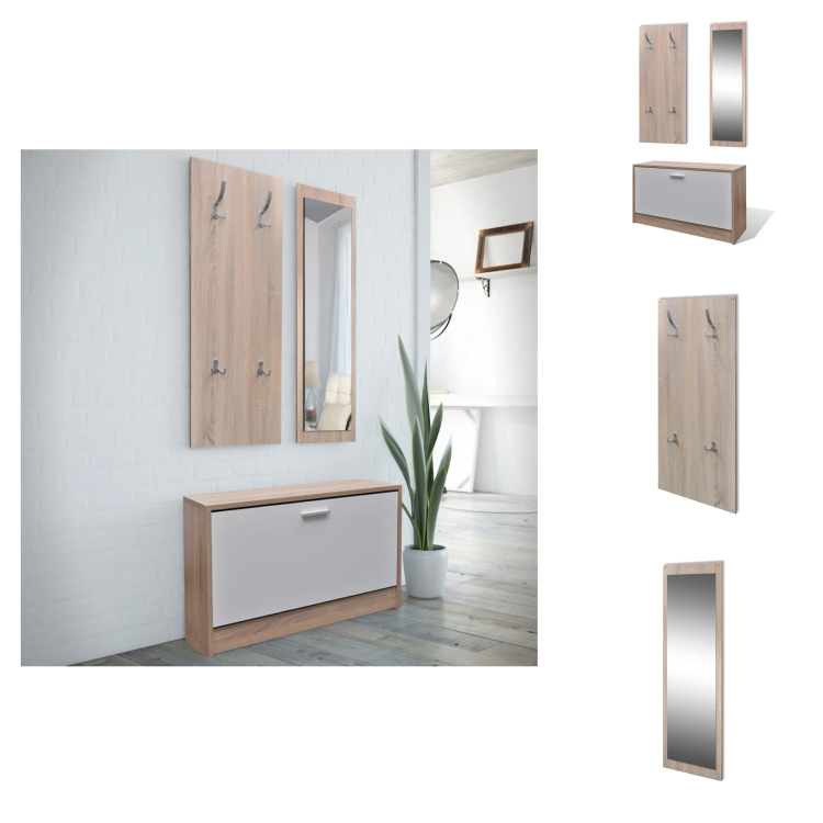 Wieszak do przedpokoju 3 w 1 szafka na buty wywrotka lustro - Wieszaki i szafki na buty