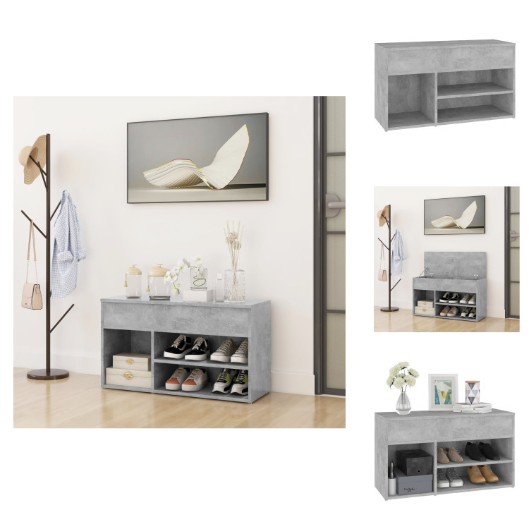vidaXL Ławka na buty betonowa szara 80x30x45 cm materiał drewnopochodny - Stojaki i szafki na buty