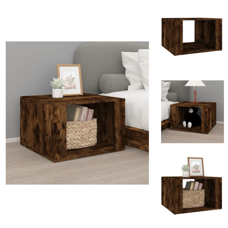 vidaXL Szafka nocna dąb wędzony 57x55x36 cm materiał drewnopochodny - Szafki nocne