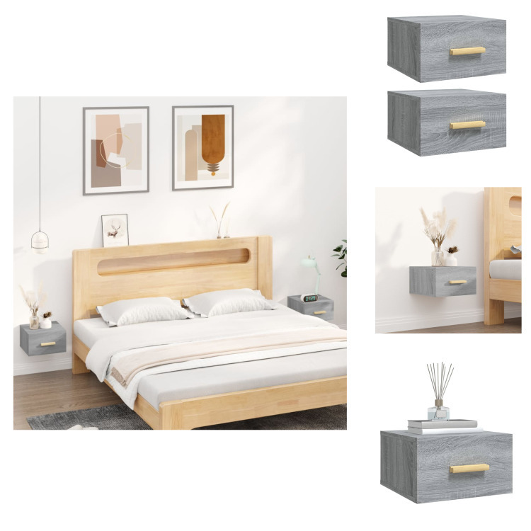 vidaXL Szafki nocne ścienne 2 szt. Szara Sonoma 35x35x20 cm - Szafki nocne
