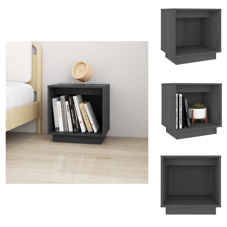 vidaXL Szafka nocna szara 40x30x40 cm lite drewno sosnowe - Szafki nocne