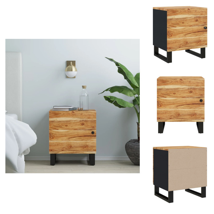 vidaXL Szafka nocna 40x33x46 cm z litego drewna akacjowego - Szafki nocne