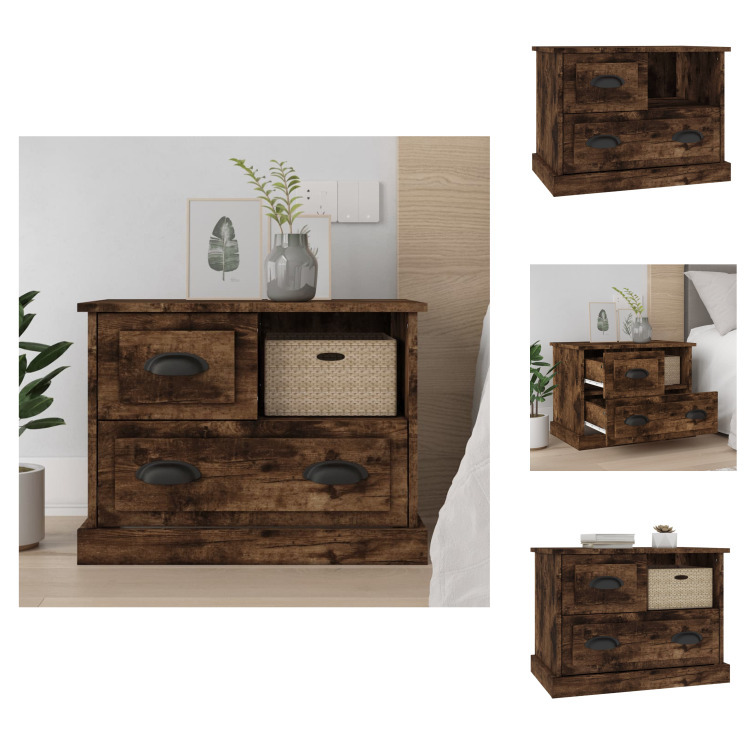 vidaXL Szafka nocna z dębu wędzonego 60x39x45 cm - Szafki nocne