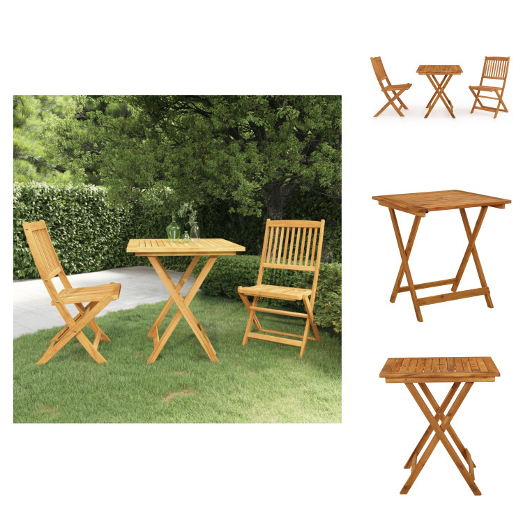 vidaXL 3-częściowy ogrodowy zestaw jadalniany składany z litego drewna akacjowego - Zestawy mebli ogrodowych