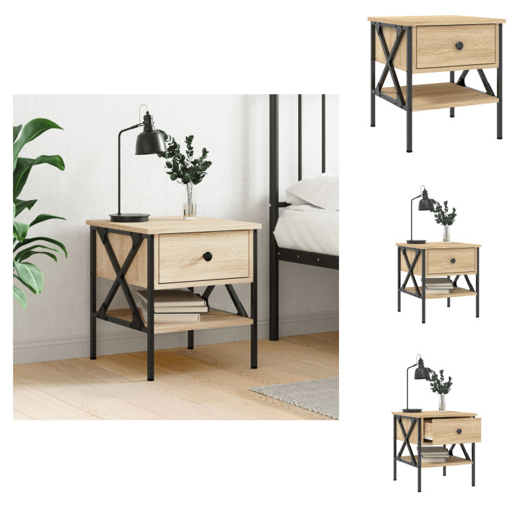 vidaXL Szafka nocna dąb sonoma 40x42x45 cm materiał drewnopochodny - Szafki nocne