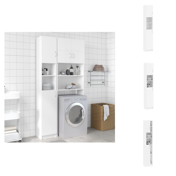 vidaXL Szafka łazienkowa biała 32×25,5×190 cm materiał drewnopochodny - Zestawy mebli łazienkowych