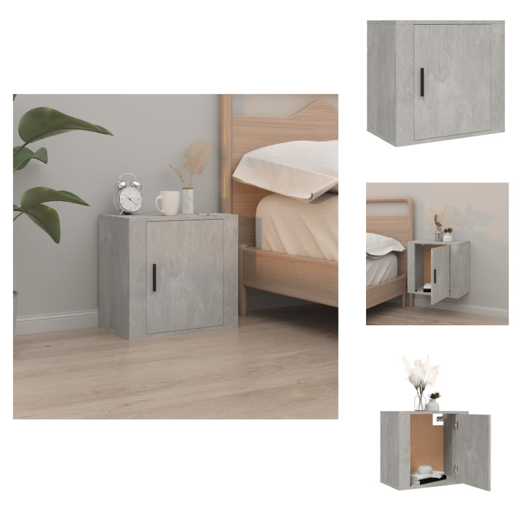 vidaXL Naścienna szafka nocna betonowa szara 50x30x47 cm - Szafki nocne