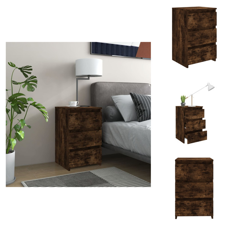 vidaXL Szafka nocna dąb wędzony 40x35x62,5 cm materiał drewnopochodny - Szafki nocne