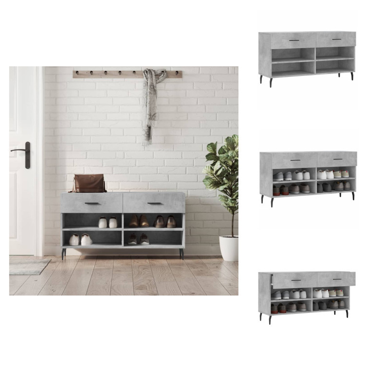vidaXL Ławka na buty betonowa szara 102x35x55 cm materiał drewnopochodny - Stojaki i szafki na buty