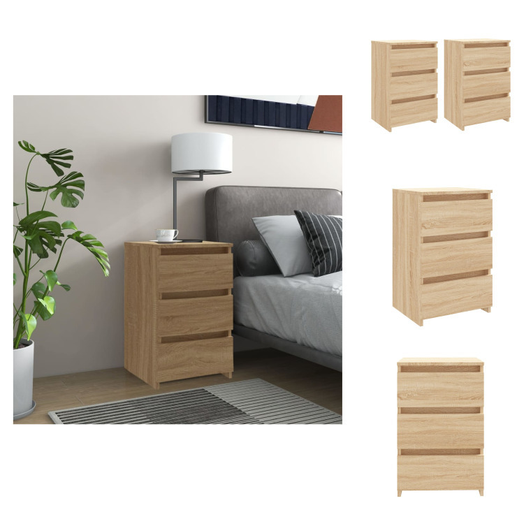 vidaXL Szafki nocne 2 szt. dąb sonoma 40x35x62,5 cm materiał drewnopochodny - Szafki nocne
