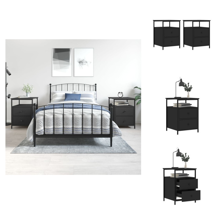 vidaXL Szafki nocne 2 szt. czarne 44x45x60 cm materiał drewnopochodny - Szafki nocne