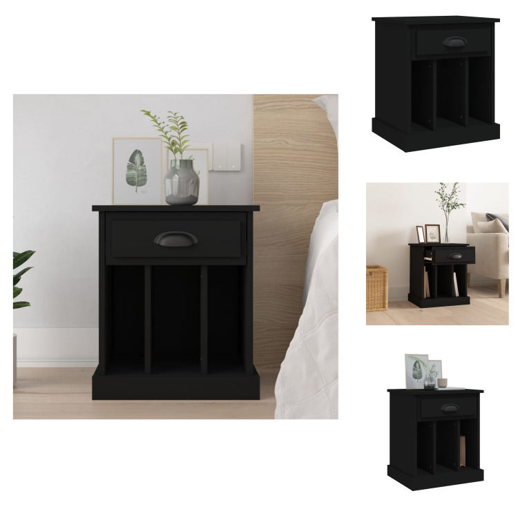 vidaXL Szafka nocna czarna 43x36x50 cm - Szafki nocne