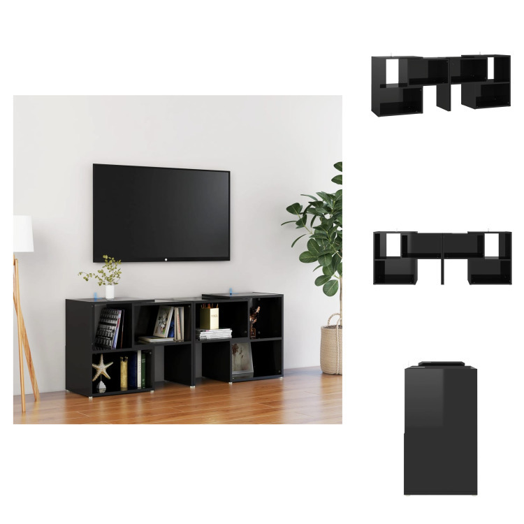 vidaXL Szafka pod TV czarny wysoki połysk 104x30x52cm materiał drewnopochodny - Meble TV