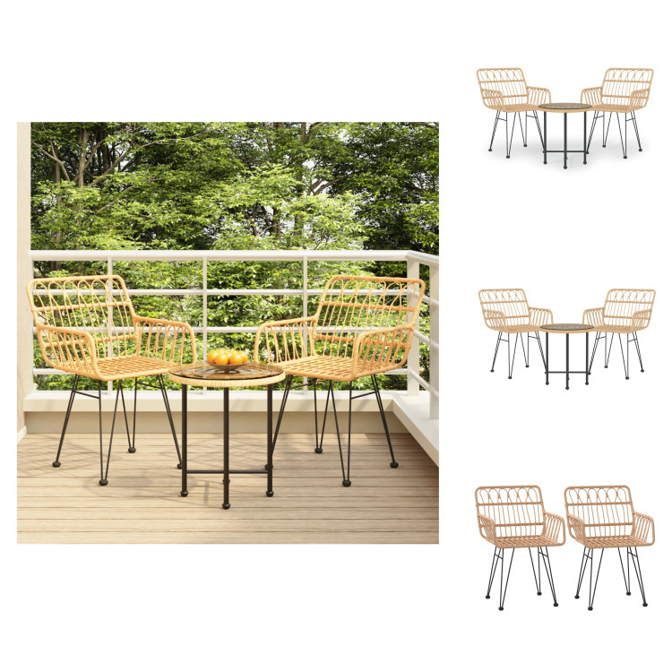 vidaXL 3-częściowy ogrodowy zestaw jadalniany z rattanu - Zestawy mebli ogrodowych