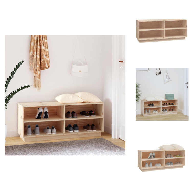 vidaXL Stojak na buty 110x34x45 cm lite drewno sosnowe - Stojaki i szafki na buty