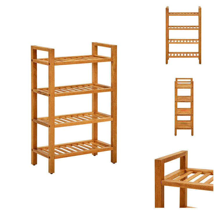 vidaXL Stojak na buty z 4 półkami 50x27x80 cm lity dąb - Stojaki i szafki na buty