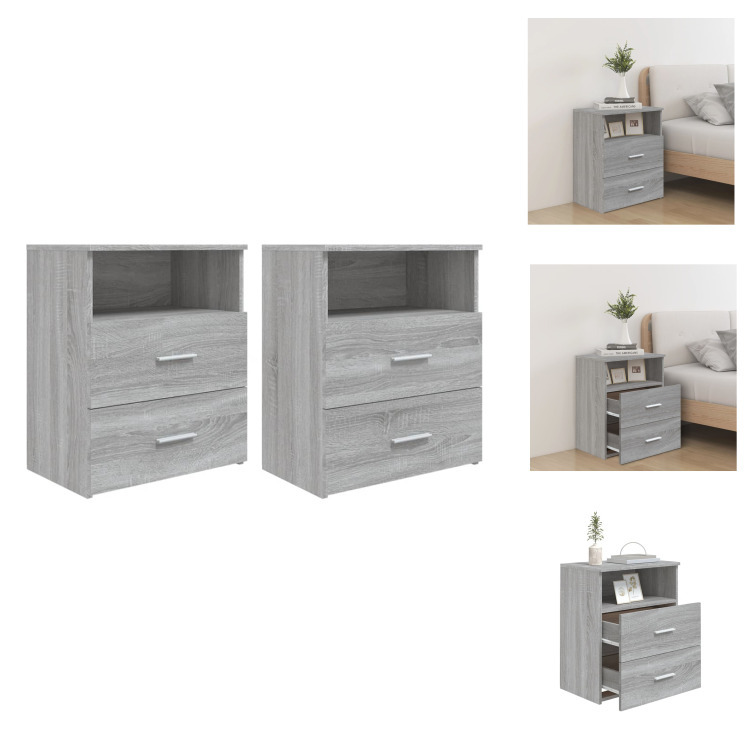 vidaXL Szafki nocne 2 szt. Szara Sonoma 50x32x60 cm - Stoliki nocne