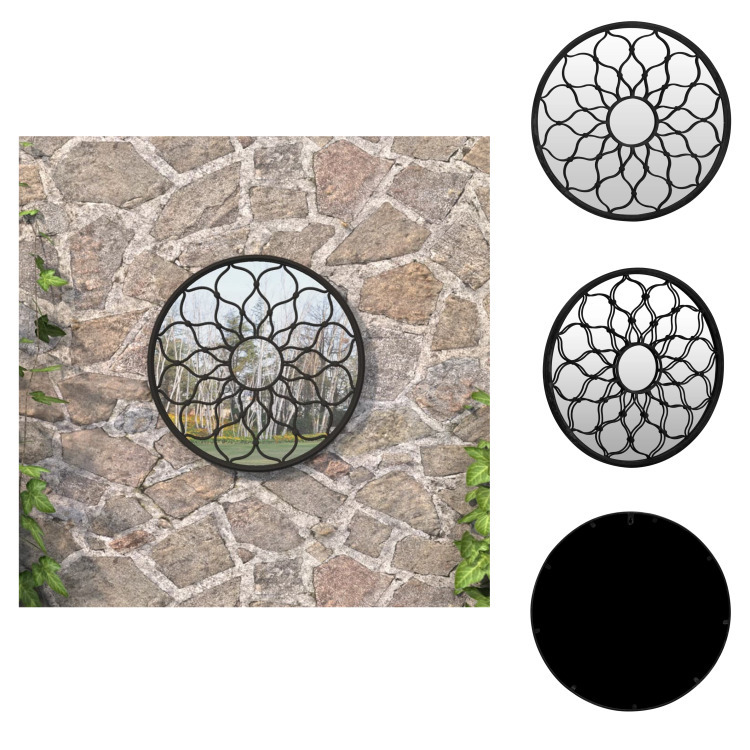 vidaXL Lustro ogrodowe czarne 60x3 cm żelazne okrągłe - Lustro