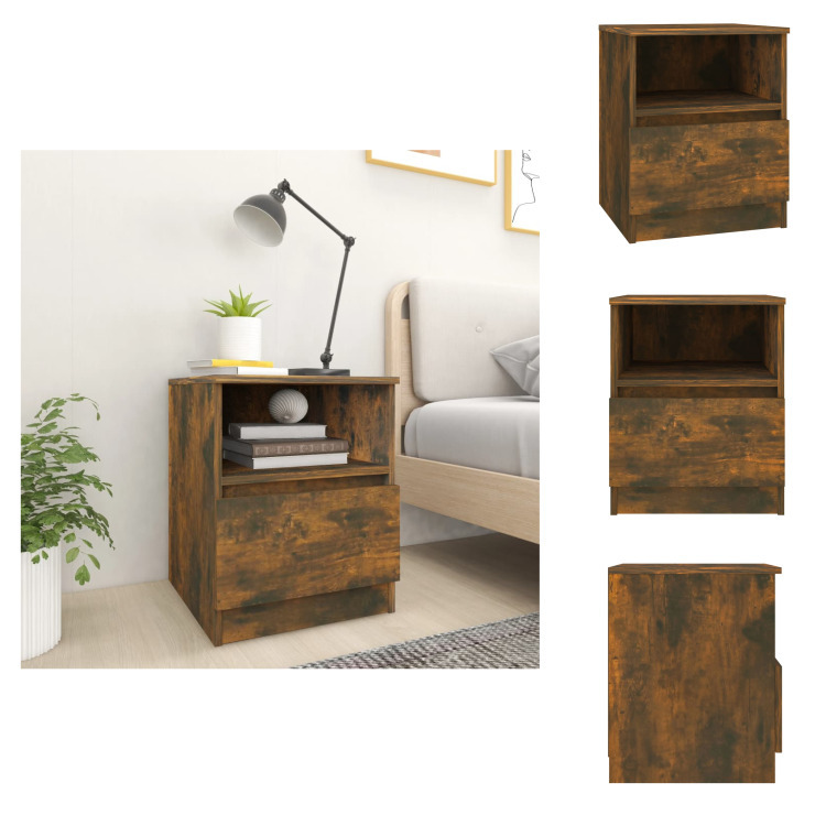 vidaXL Szafka nocna dąb wędzony 40x40x50 cm materiał drewnopochodny - Szafki nocne