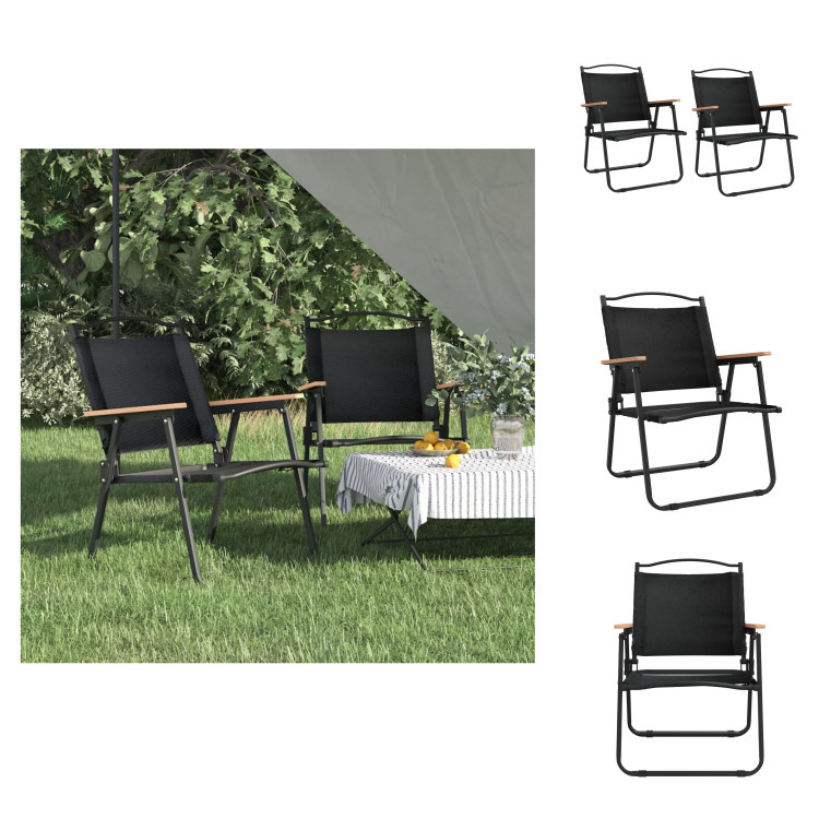 vidaXL Krzesła kempingowe 2 szt. czarne 54x55x78 cm tkanina Oxford - Krzesła ogrodowe