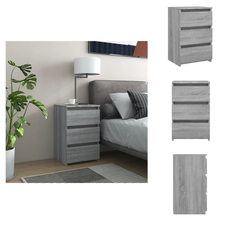 vidaXL Szafka nocna szara Sonoma 40x35x62,5 cm materiał drewnopochodny - Szafki nocne