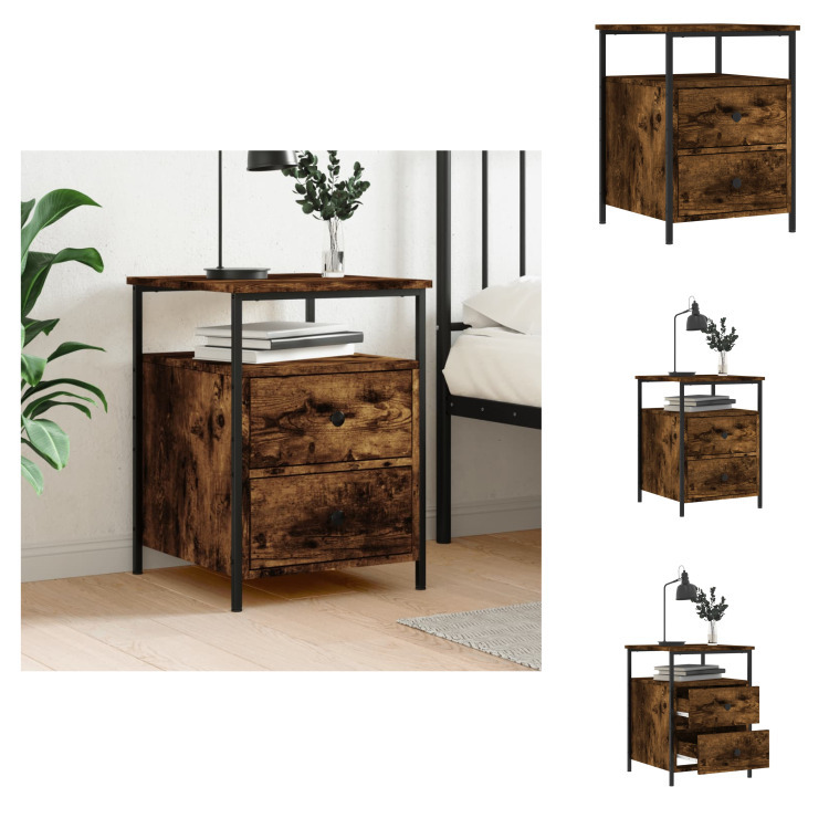 vidaXL Szafka nocna dąb wędzony 44x45x60 cm materiał drewnopochodny - Szafki nocne