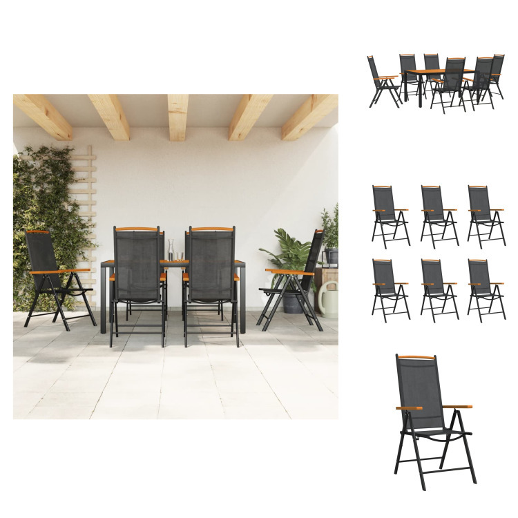 vidaXL 7-częściowy ogrodowy zestaw jadalniany aluminiowo-czarno-brązowy - Zestawy mebli ogrodowych