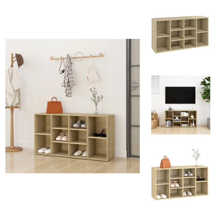 vidaXL Ławka na buty dąb sonoma 103x30x54,5 cm materiał drewnopochodny - Stojaki i szafki na buty